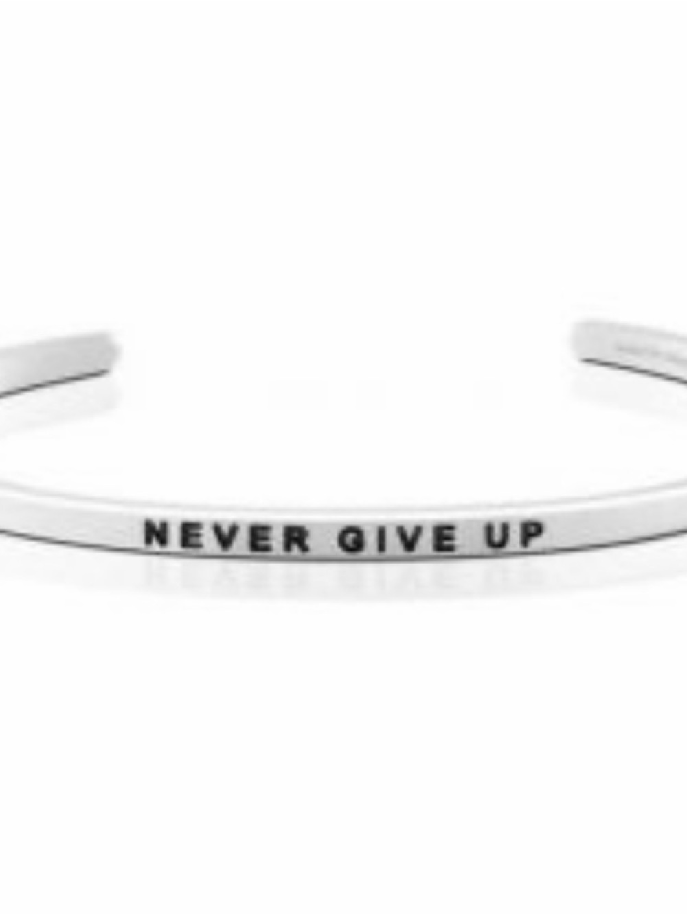 Anthropologie Silver 'Never Give Up' Engraved Cuff Bracelet